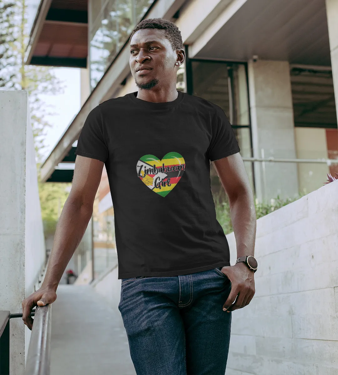 1sttheworld T-Shirt - Heart Zimbabwe Flag T-Shirt Black A35