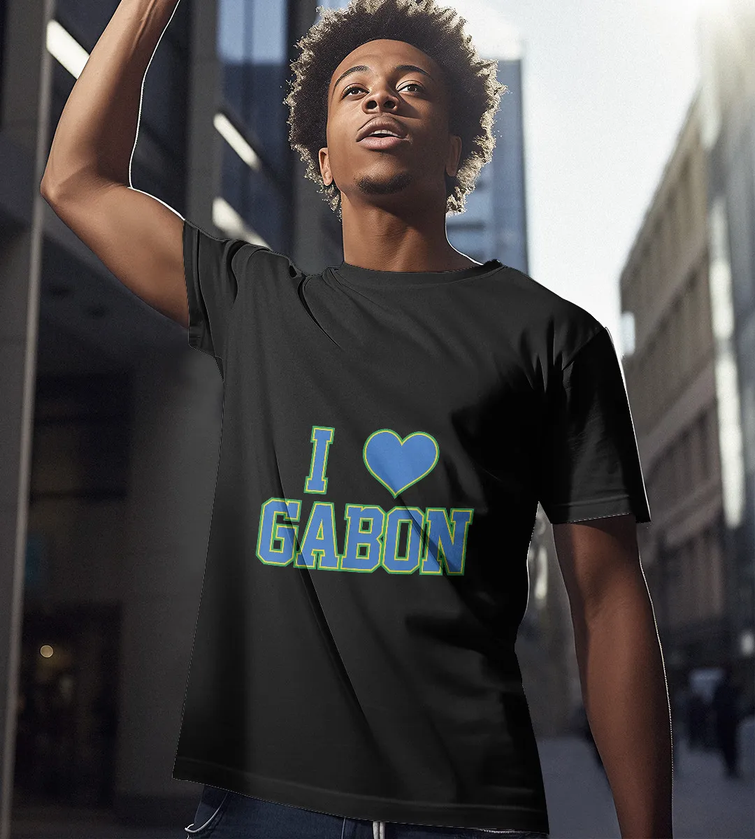 1sttheworld T-Shirt - I Love Gabon T-Shirt Black A35