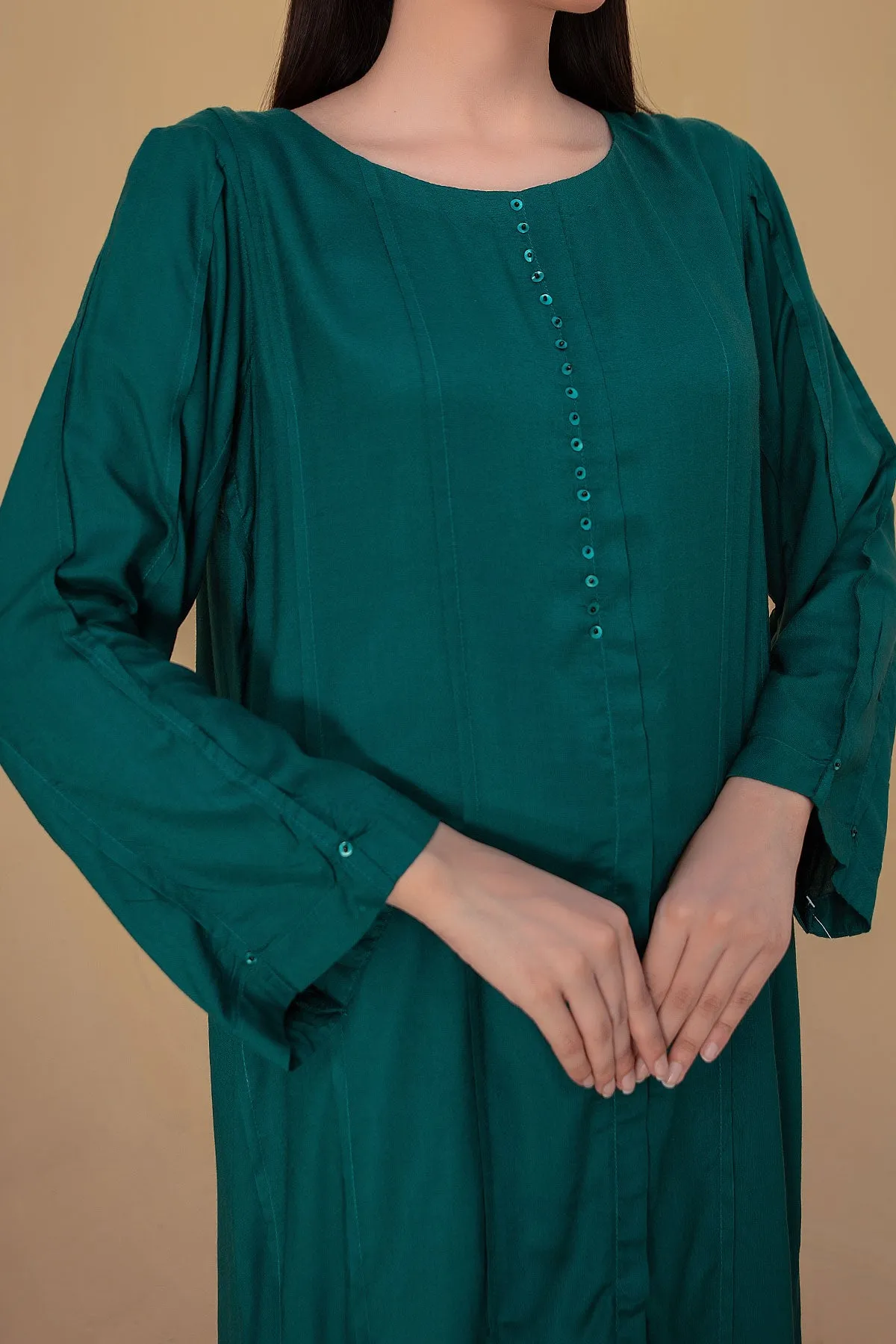 2 PIECE PLAIN LINEN| LEL-75 Dark Green