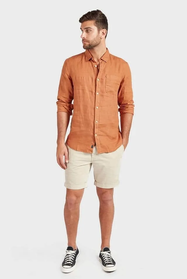 Academy Brand Men's Hampton Long Sleeve Shirt - Almond