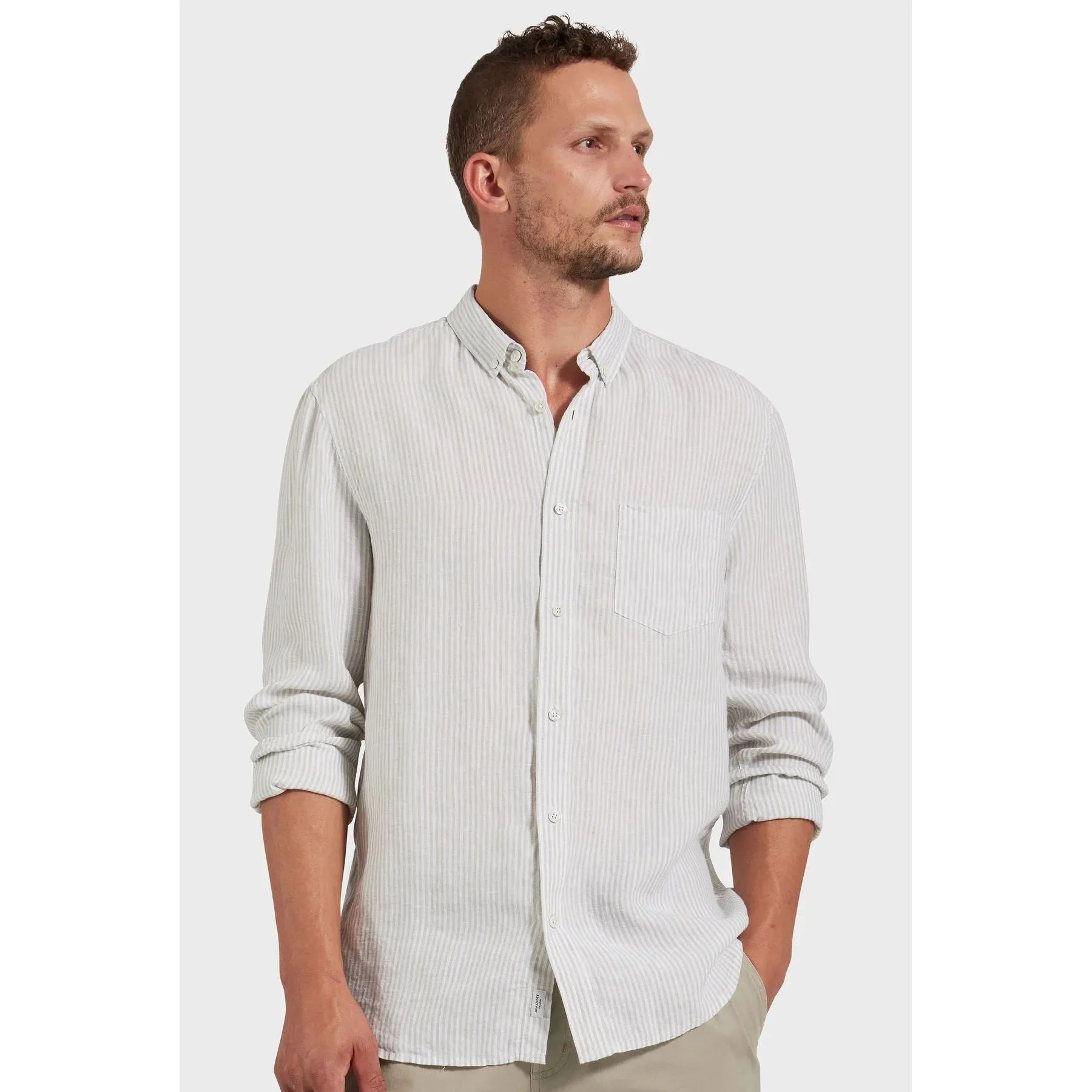 Academy Brand Men's Rory Linen Shirt - Sage Green