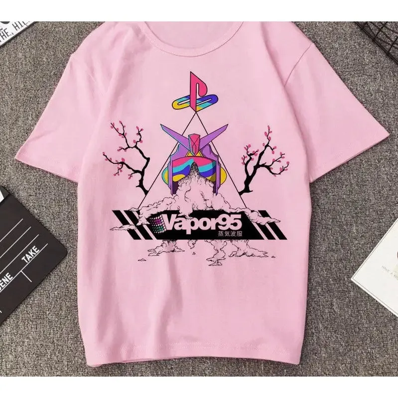 Aesthetic Round Neck Vaporwave T-Shirt