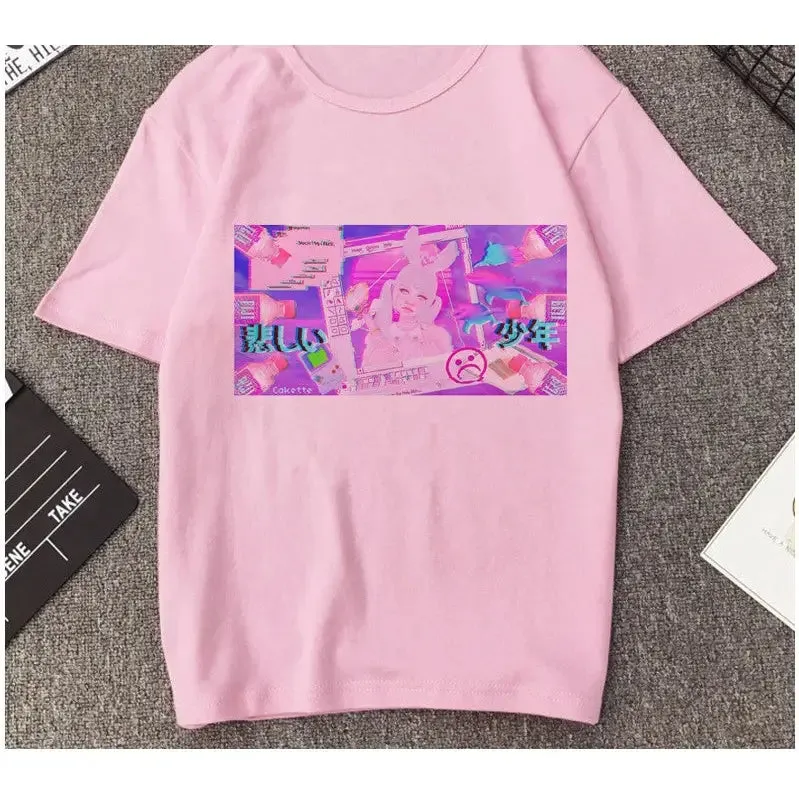 Aesthetic Round Neck Vaporwave T-Shirt