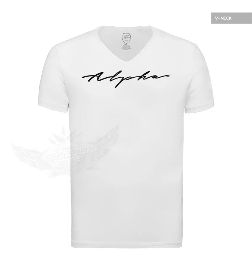 Alpha Men's Casual Fashion White T-shirt HQ Stretch Cotton Tee MD885 BL