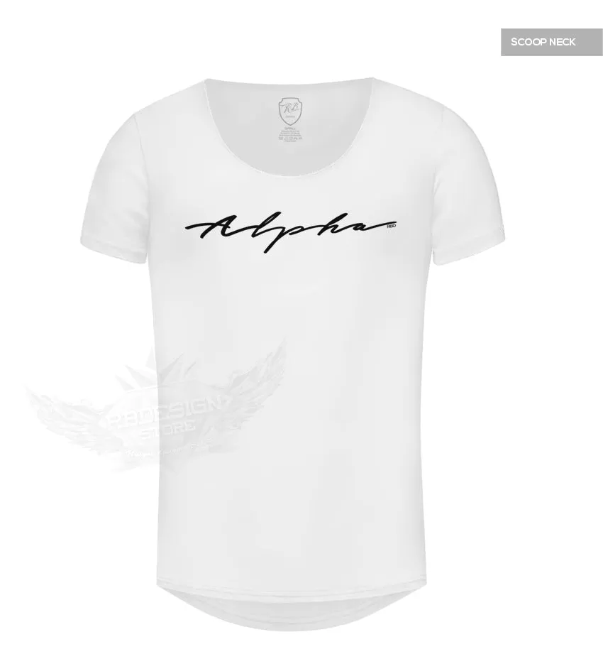 Alpha Men's Casual Fashion White T-shirt HQ Stretch Cotton Tee MD885 BL