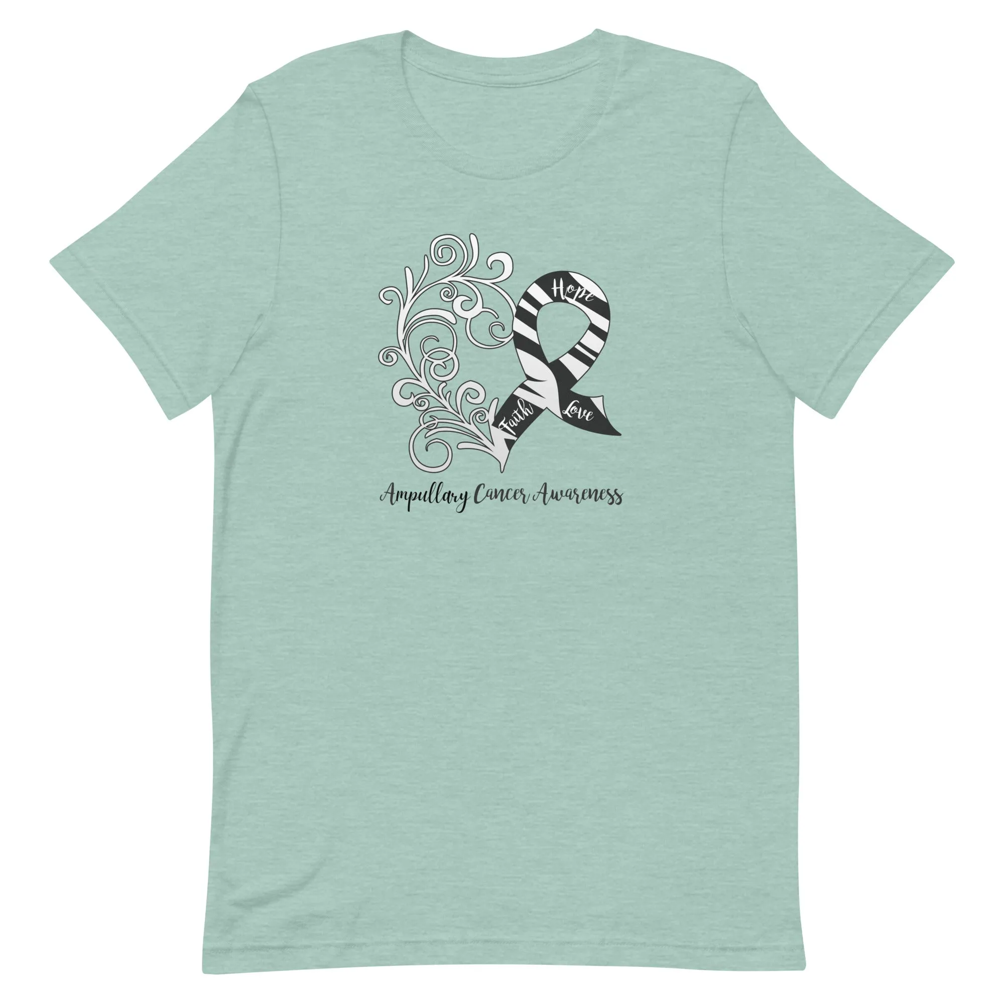 Ampullary Cancer Awareness Heart T-Shirt - Light Colors