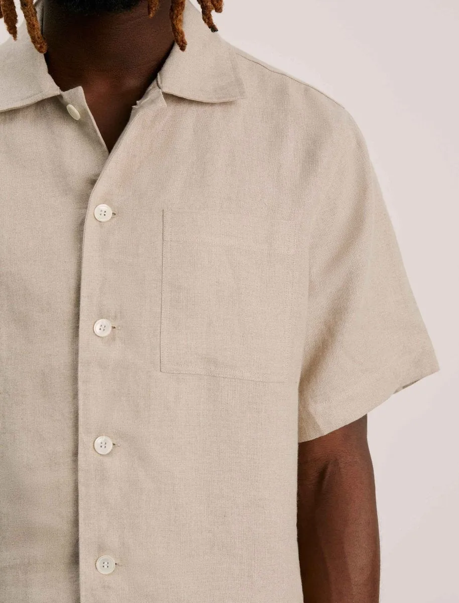 ANOTHER ASPECT Linen S/S Shirt Sand