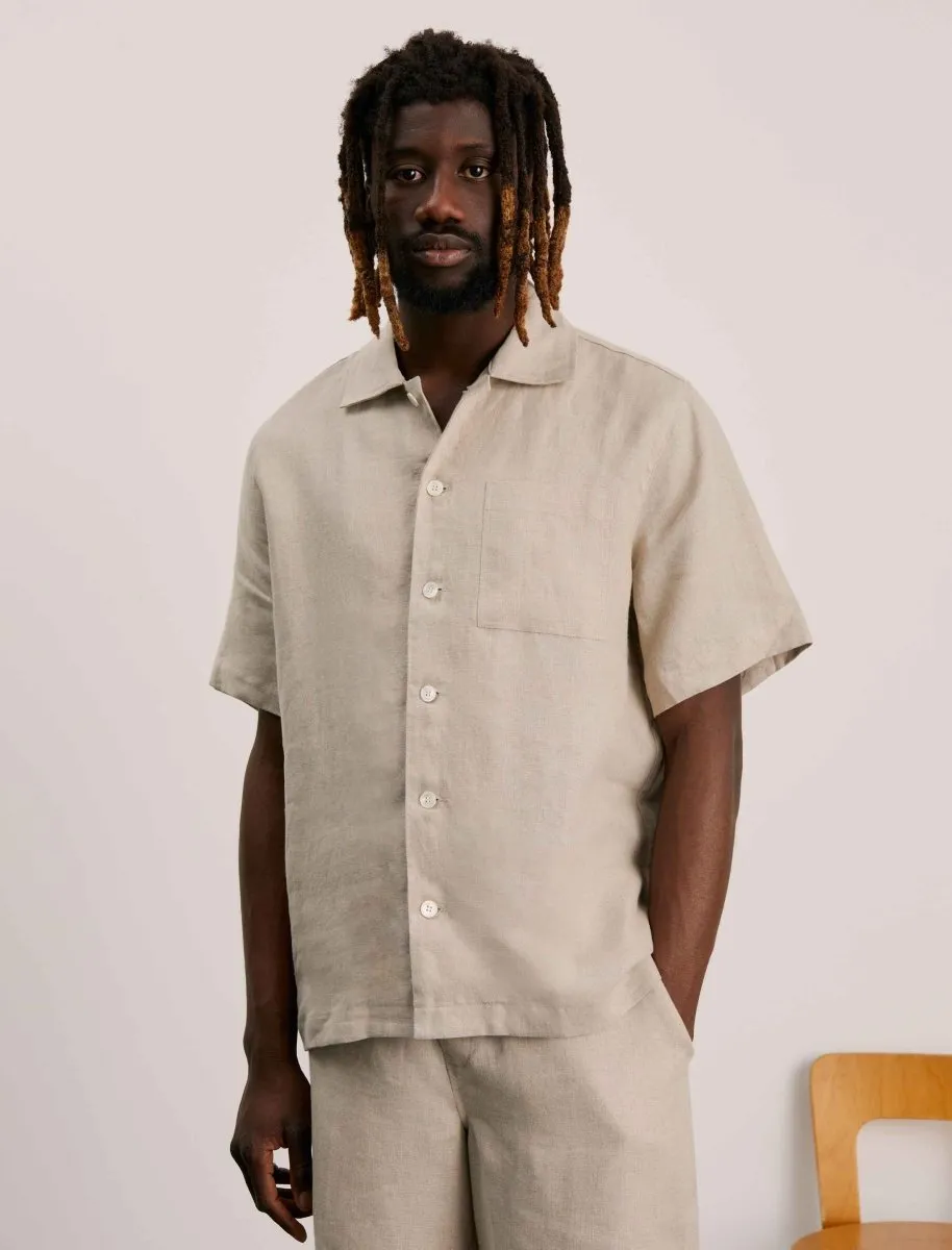 ANOTHER ASPECT Linen S/S Shirt Sand