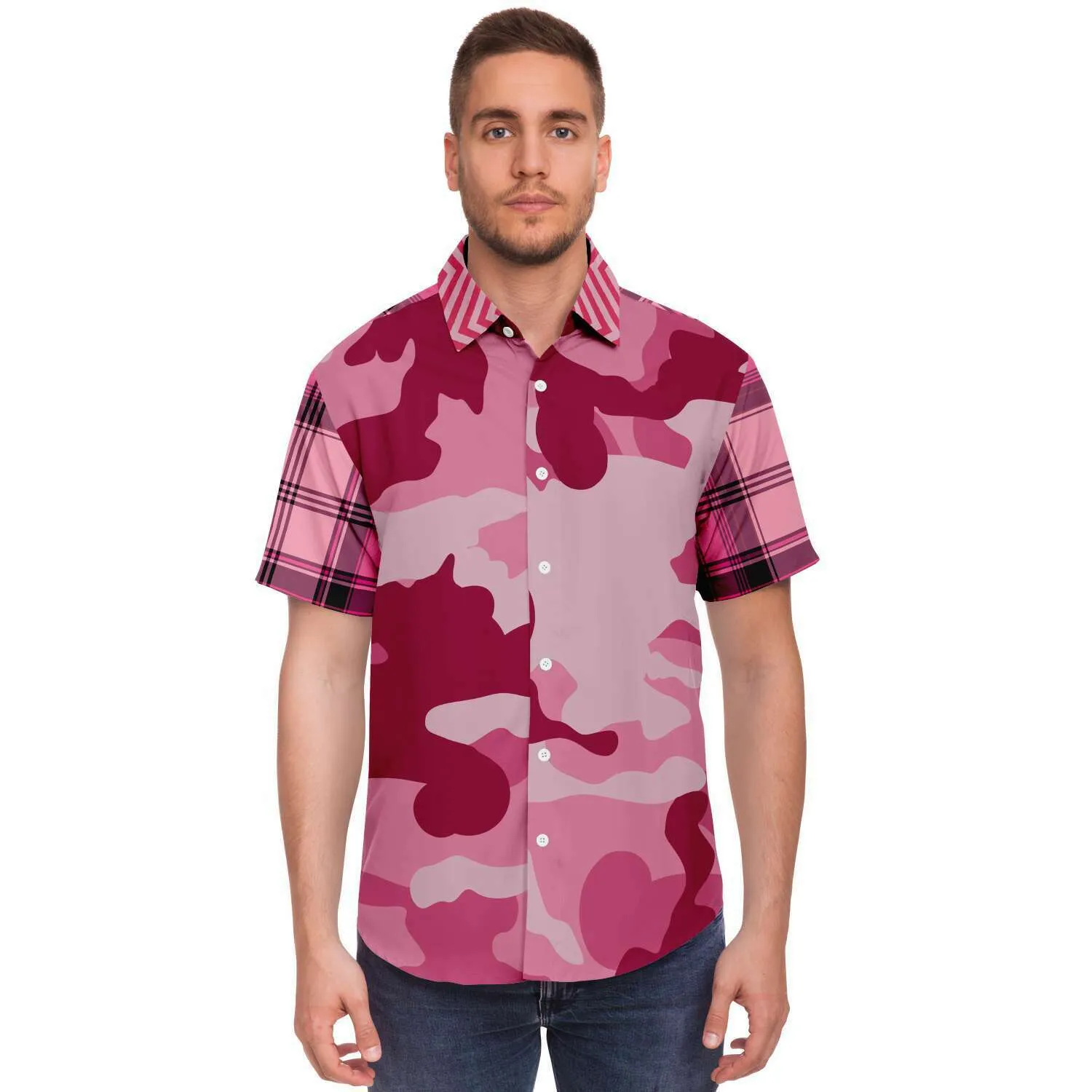 Art of War Short Sleeve Camo Button Down Shirt