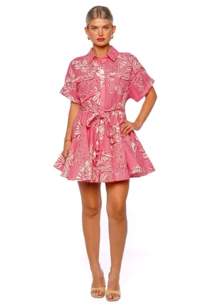 Asha Floral Belted Mini Shirt Dress