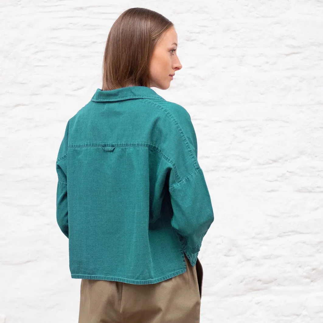 Ava Oversized Blouse - Jade Linen