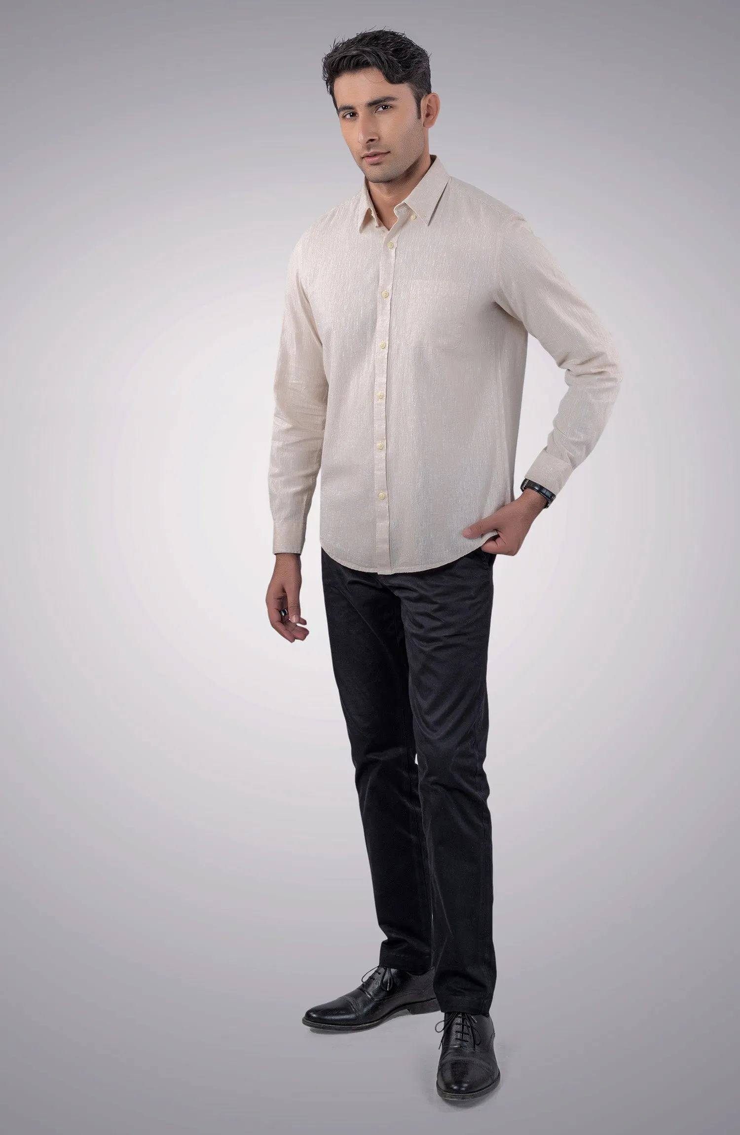 Beige Cotton Linen Shirt