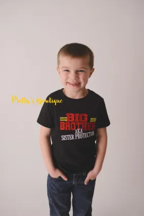 Big Brother bodysuit or shirt -Big Brother AKA sister protector bodysuit or shirt -- Little boys shirt-- Big Brother shirt