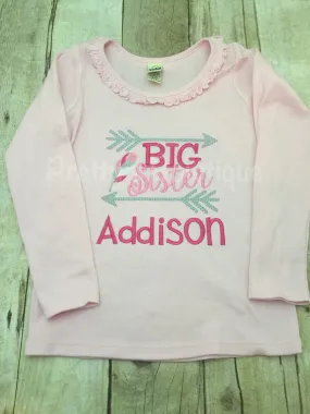 Big sister T Shirt - Pregnancy announcement shirt or body suit can personalize colors