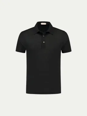 Black Linen Polo Shirt