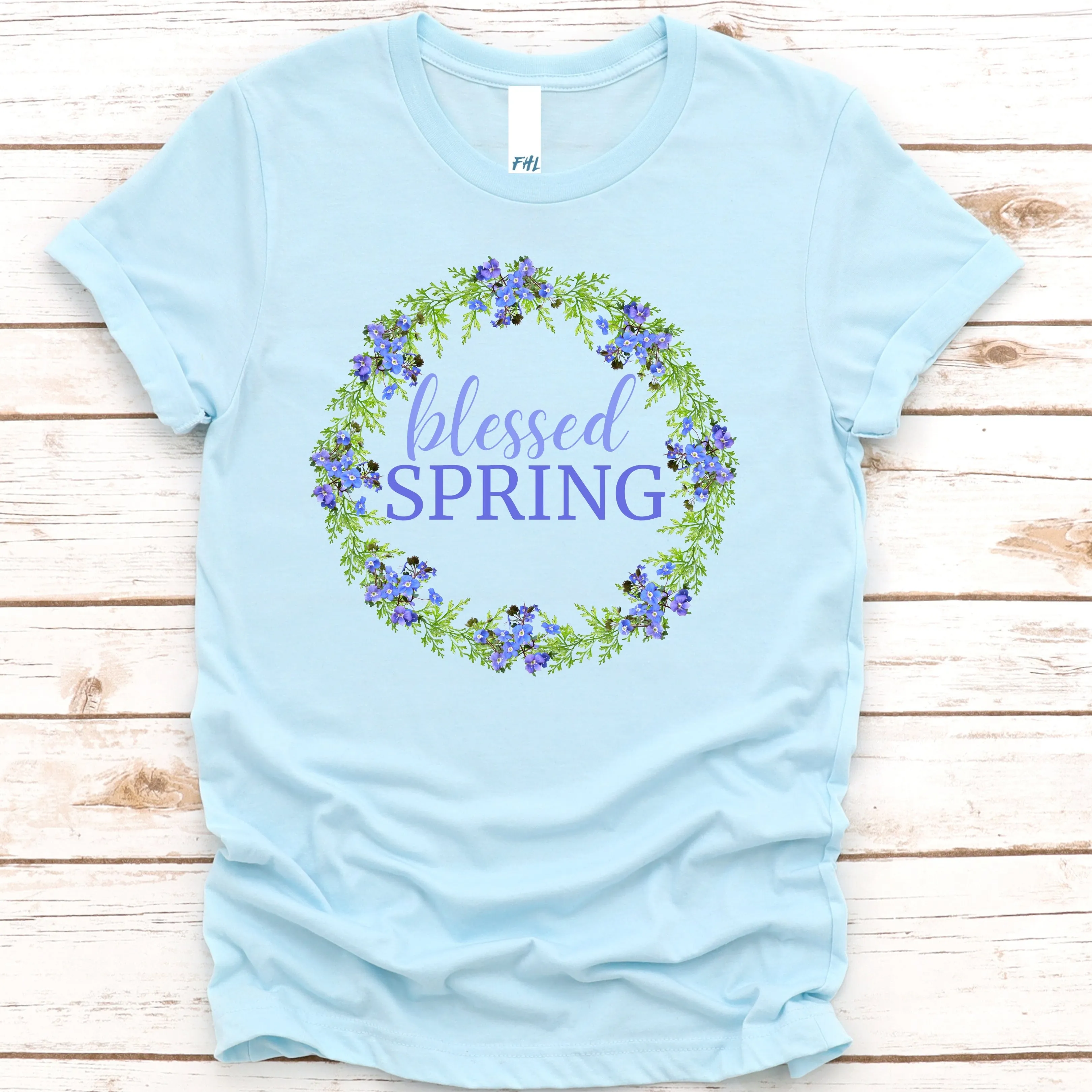 blessed SPRING Floral Wreath T-Shirt (Light Colors)