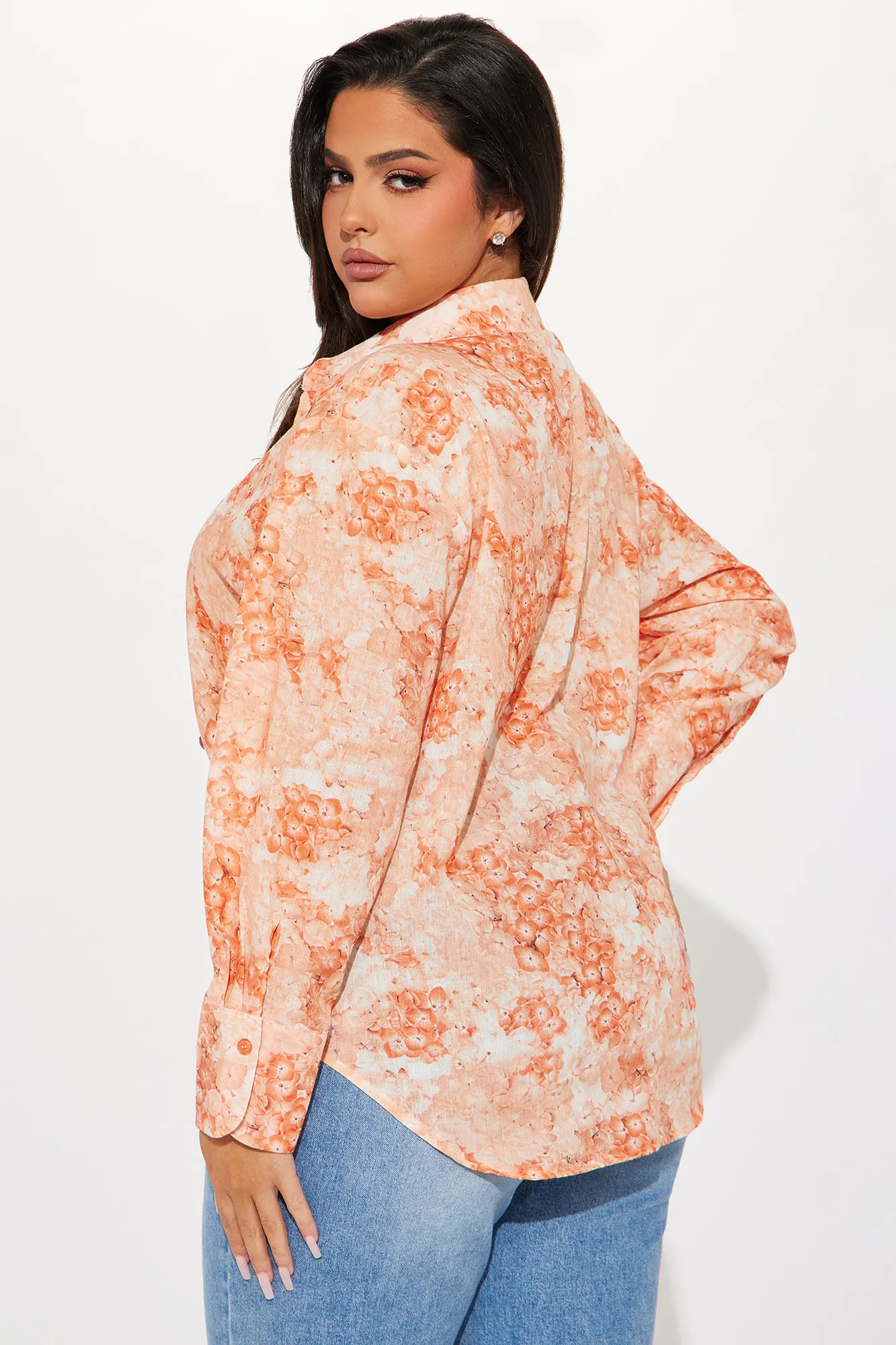 Blossom Linen Shirt - Orange/combo