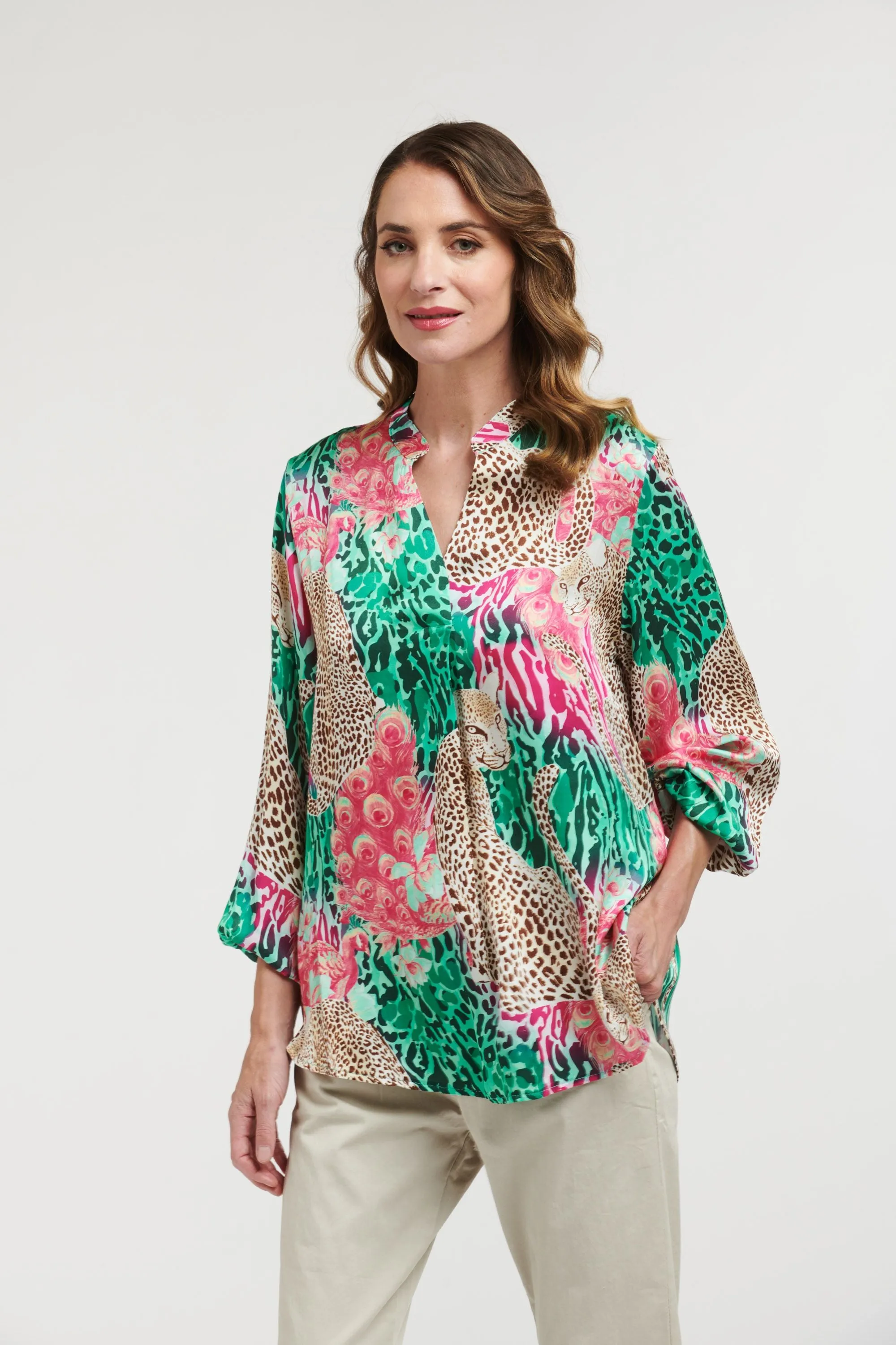 Boho Shirt Emerald Pink