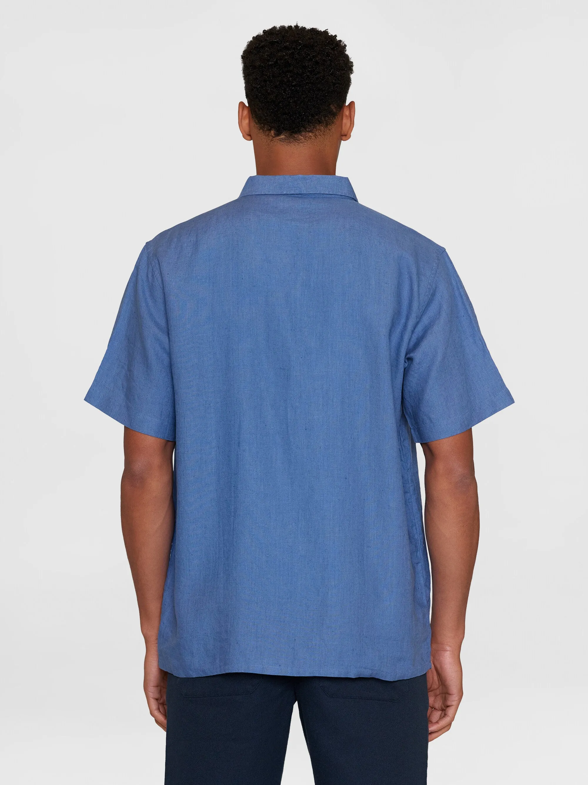 Box fit short sleeved linen shirt - Moonlight Blue