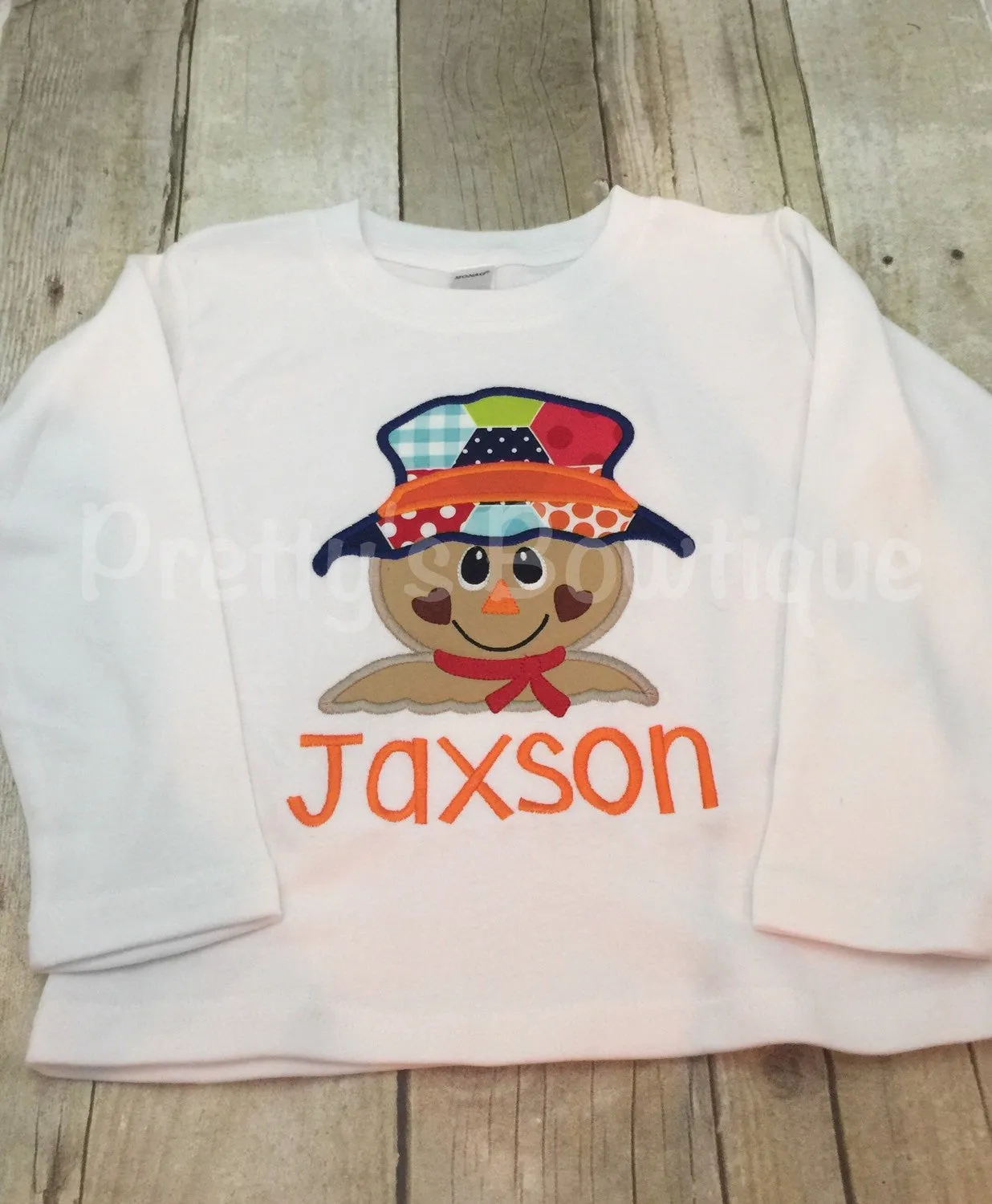 Boy's Fall Scarecrow T Shirt / Bodysuit for Newborn, Toddler & Youth Personalized with Name