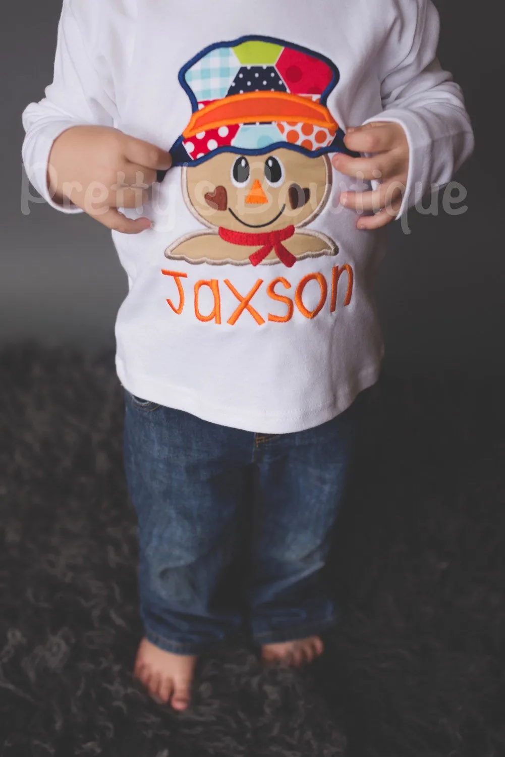 Boy's Fall Scarecrow T Shirt / Bodysuit for Newborn, Toddler & Youth Personalized with Name