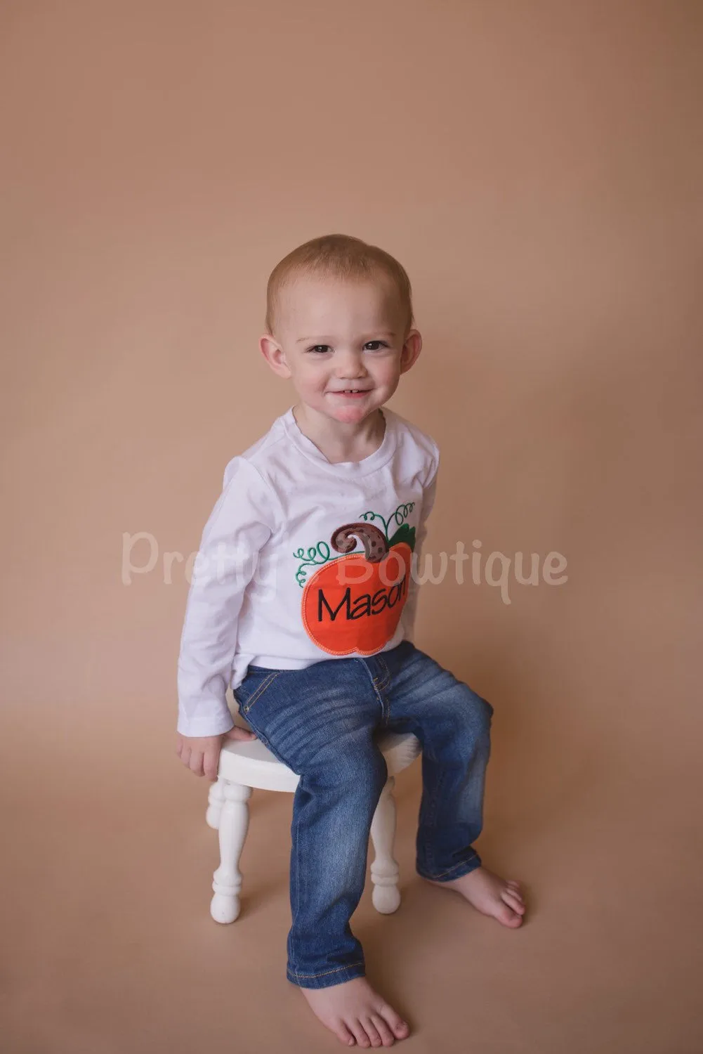 Boys or Girls Pumpkin Shirt Personalized Pumpkin Fall Shirt Can Customize fabrics and colors **Sale**