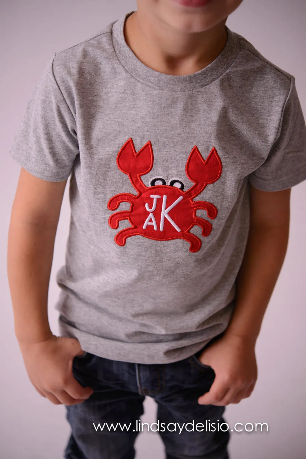 Boys Summer Beach shirt-- Boys Crab shirt-- Monogram Boys Shirt -- Monogram Boys summer crab shirt --Crab with Monogram perfect summer shirt