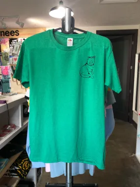 BPR- Youth Large T-shirt- pocket cat - green