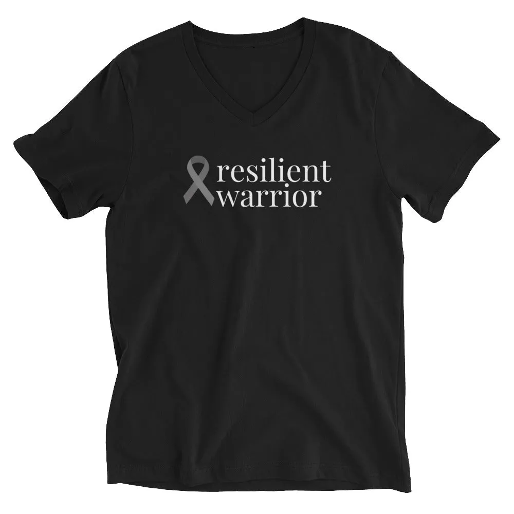 Brain Cancer "resilient warrior" V-Neck T-Shirt