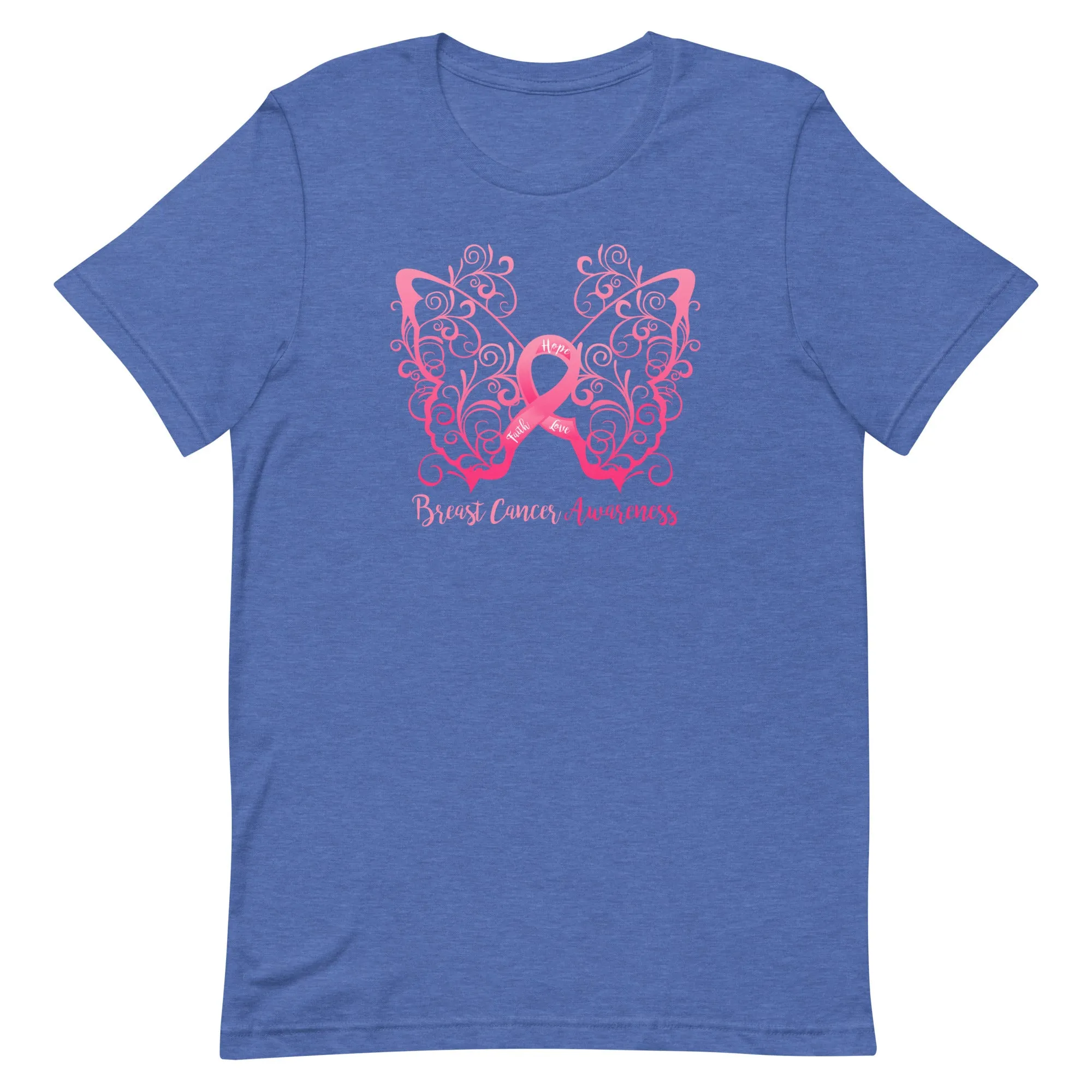 Breast Cancer Awareness Filigree Butterfly T-Shirt - Dark Colors