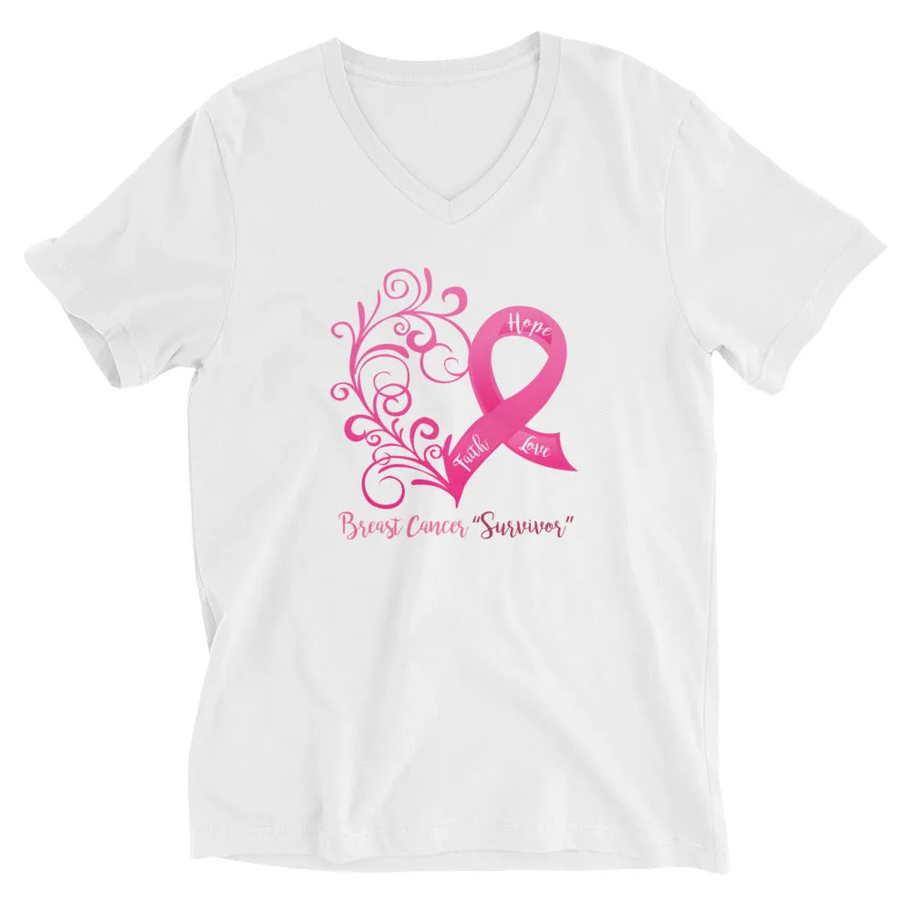 Breast Cancer "Survivor" V-Neck T-Shirt