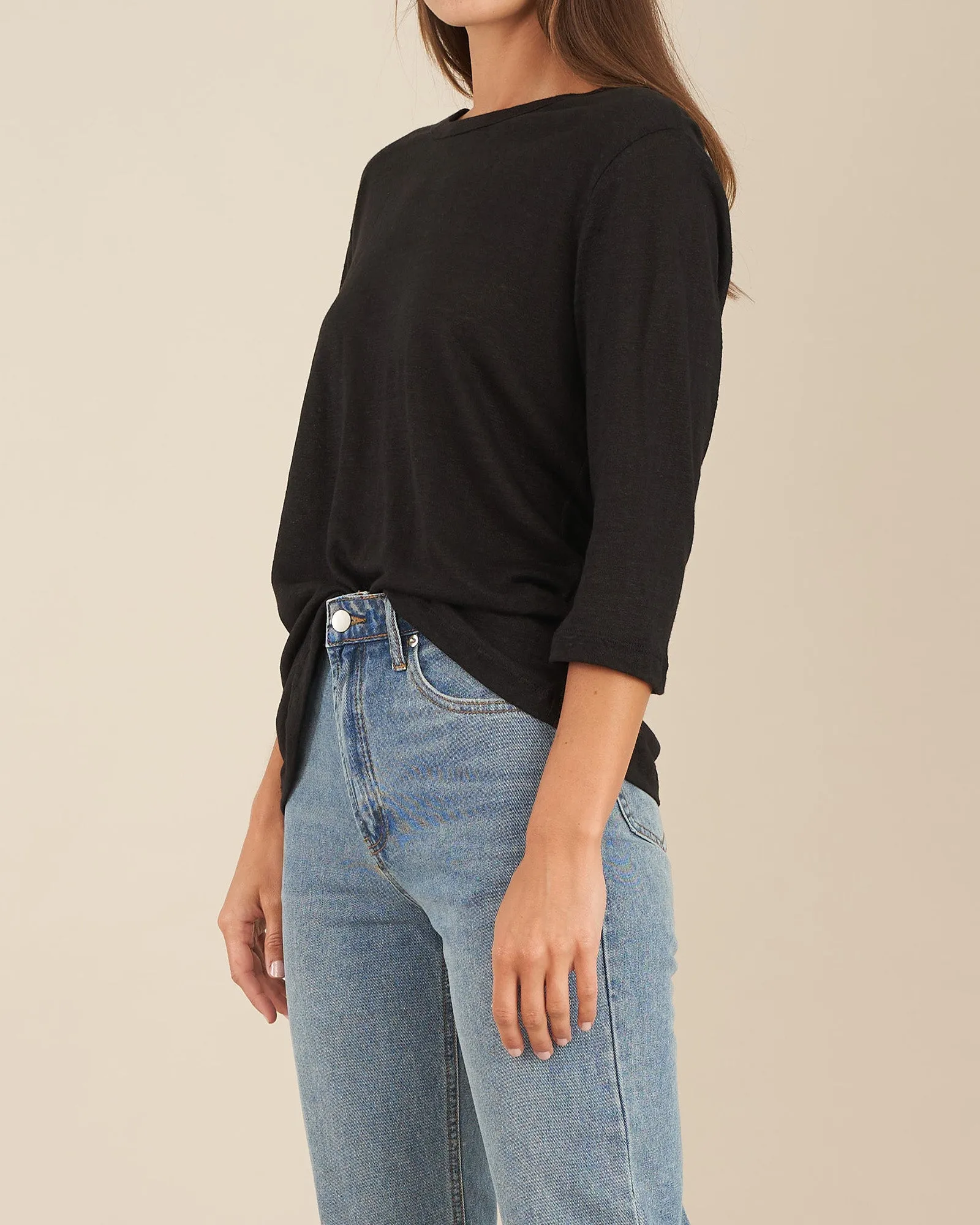 Bronte Linen Jersey Top - Black