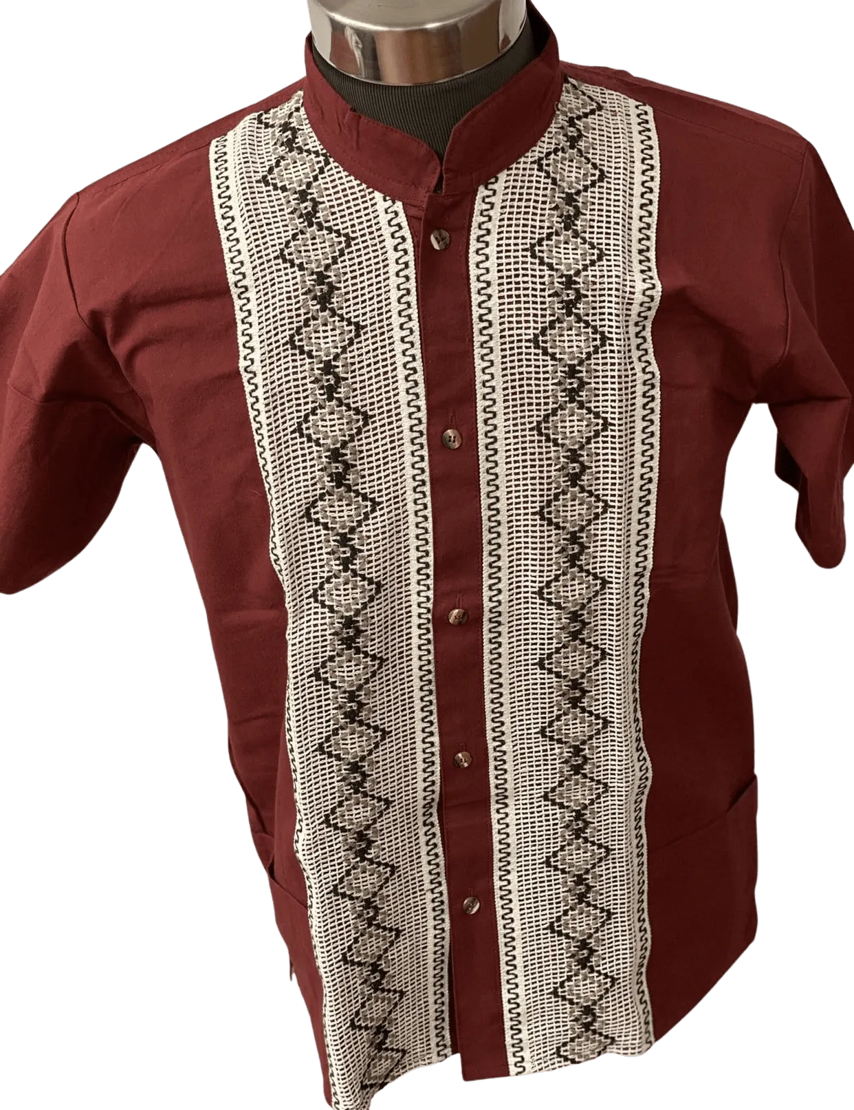 Burgundy Guayabera Shirt