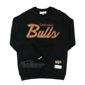 Chicago Bulls Ball Script Logo Crew Long Sleeve Sweatshirt by Mitchell & Ness