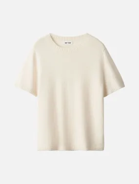 Chunky Cashmere T-Shirt in Feather White