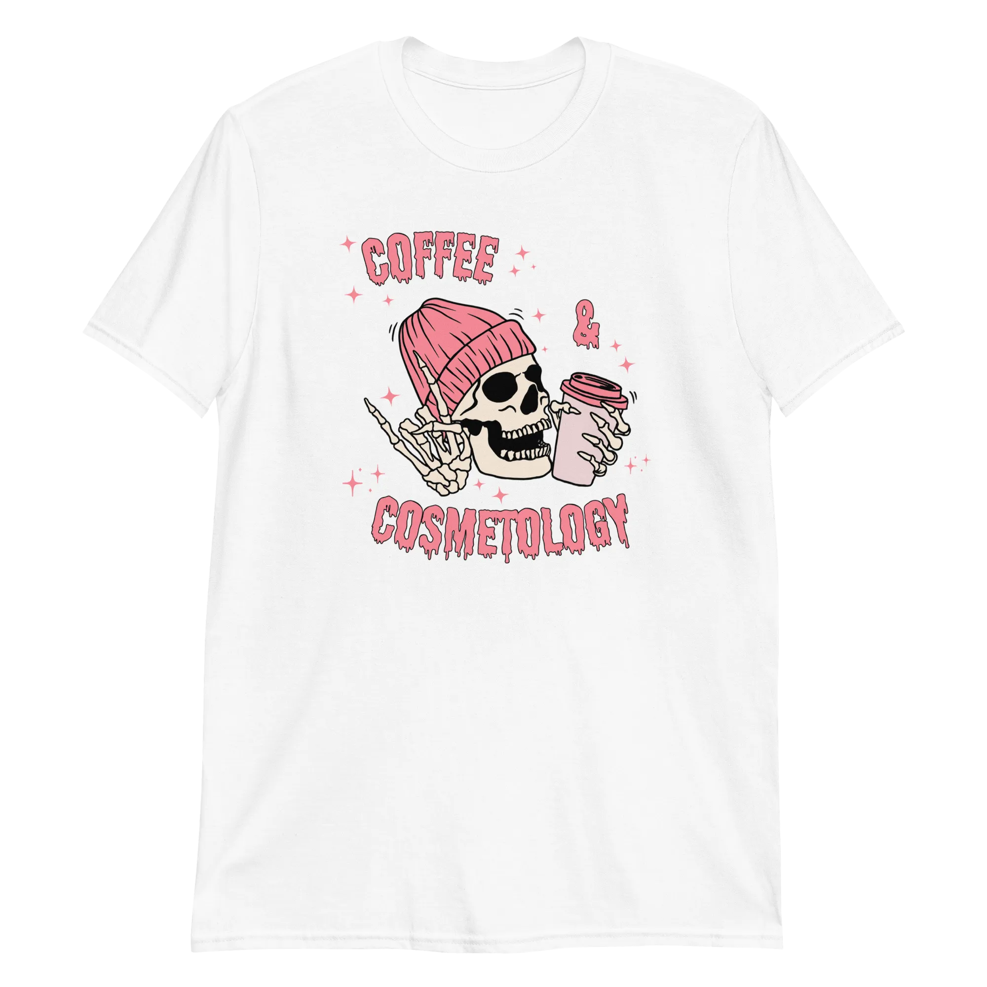 Coffee & Cosmetology Skeleton Unisex Stylist T-Shirt