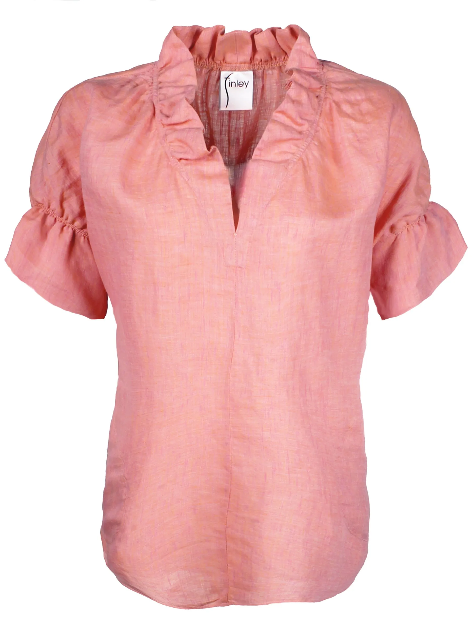 Crosby Washed Linen Shirt Peachy Rose