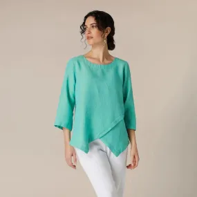 Cross Dye Asymmetric Tunic - Aquamarine