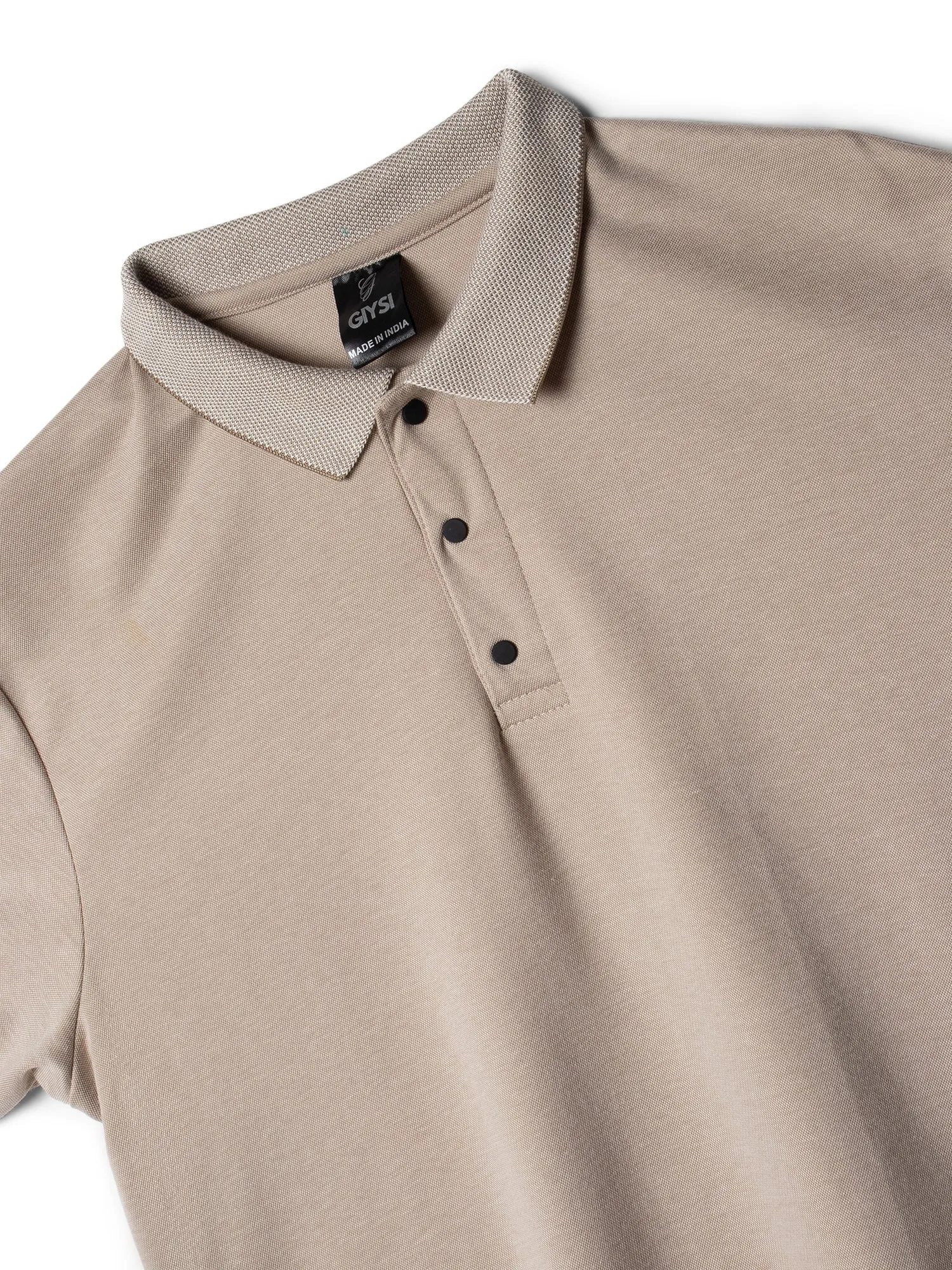 Cross Knit Beige Polo T-shirt