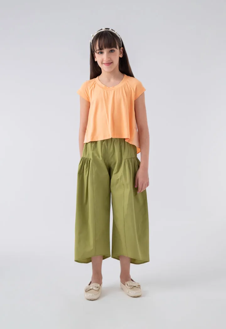 Curved Hem Pants And Cropped T-Shirt Set