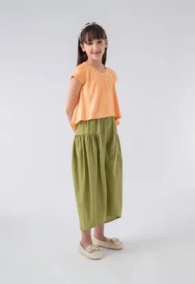 Curved Hem Pants And Cropped T-Shirt Set