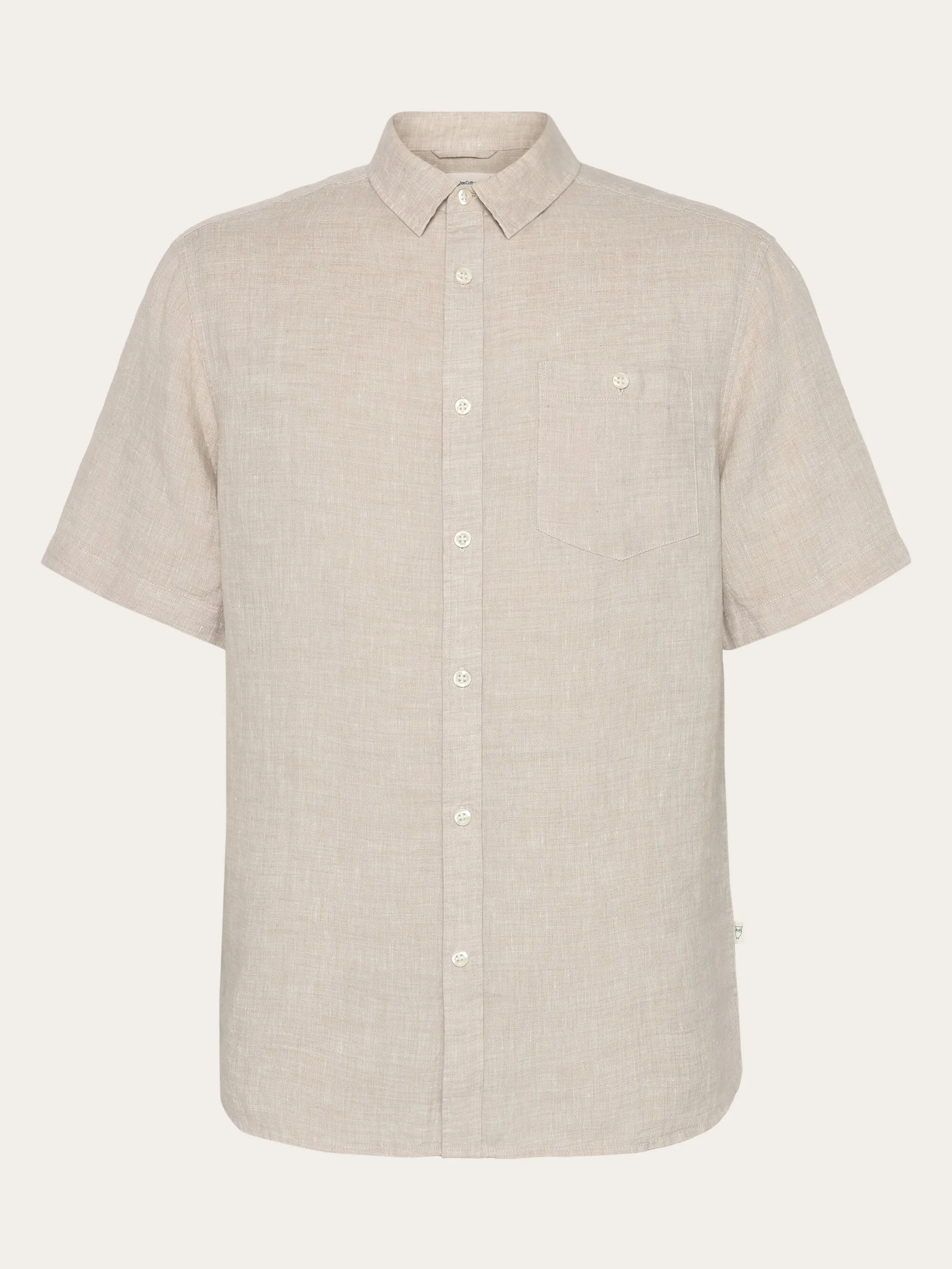 Custom fit linen short sleeve shirt - Yarndyed - Light feather gray