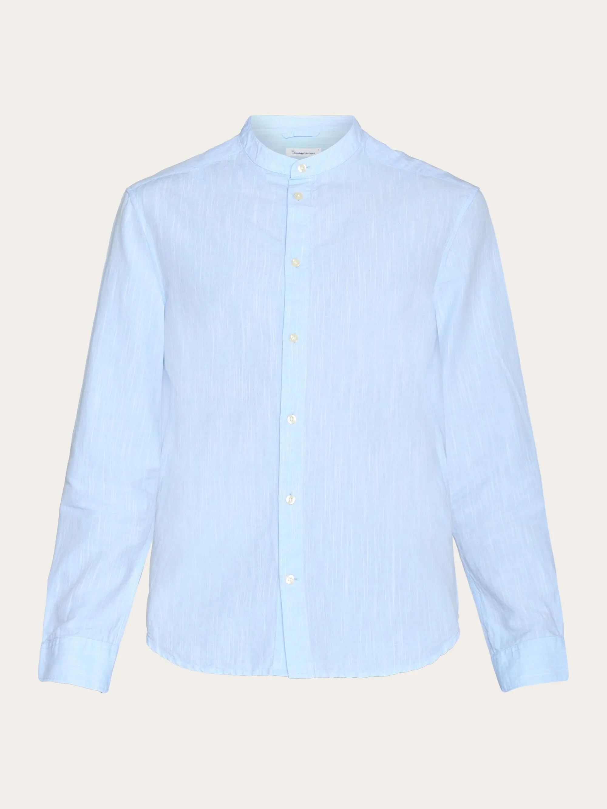 Custom fit linen stand collar shirt - Skyway