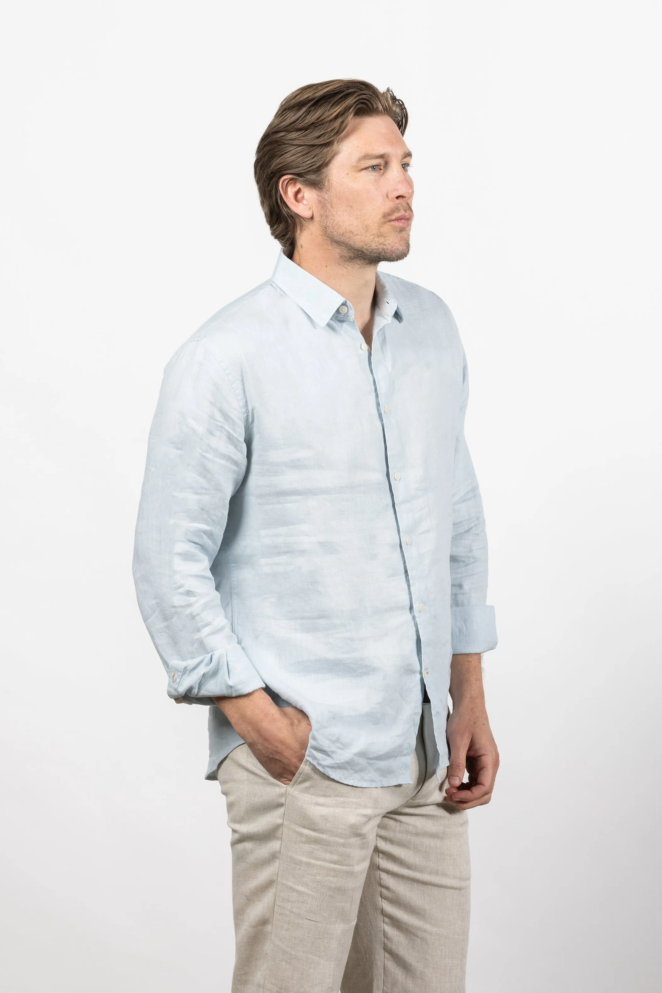 Cutler & Co - Blake Linen Shirt - Soft Pink or Blue