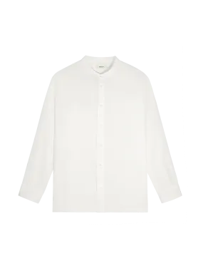 DNA Aloe Linen Mandarin Collar Long Sleeve Shirt—off-white