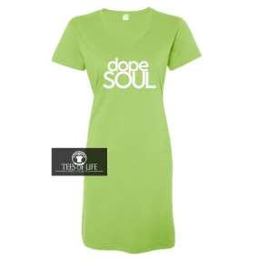 Dope Soul Women's Green V-Neck T-Shirt Dress