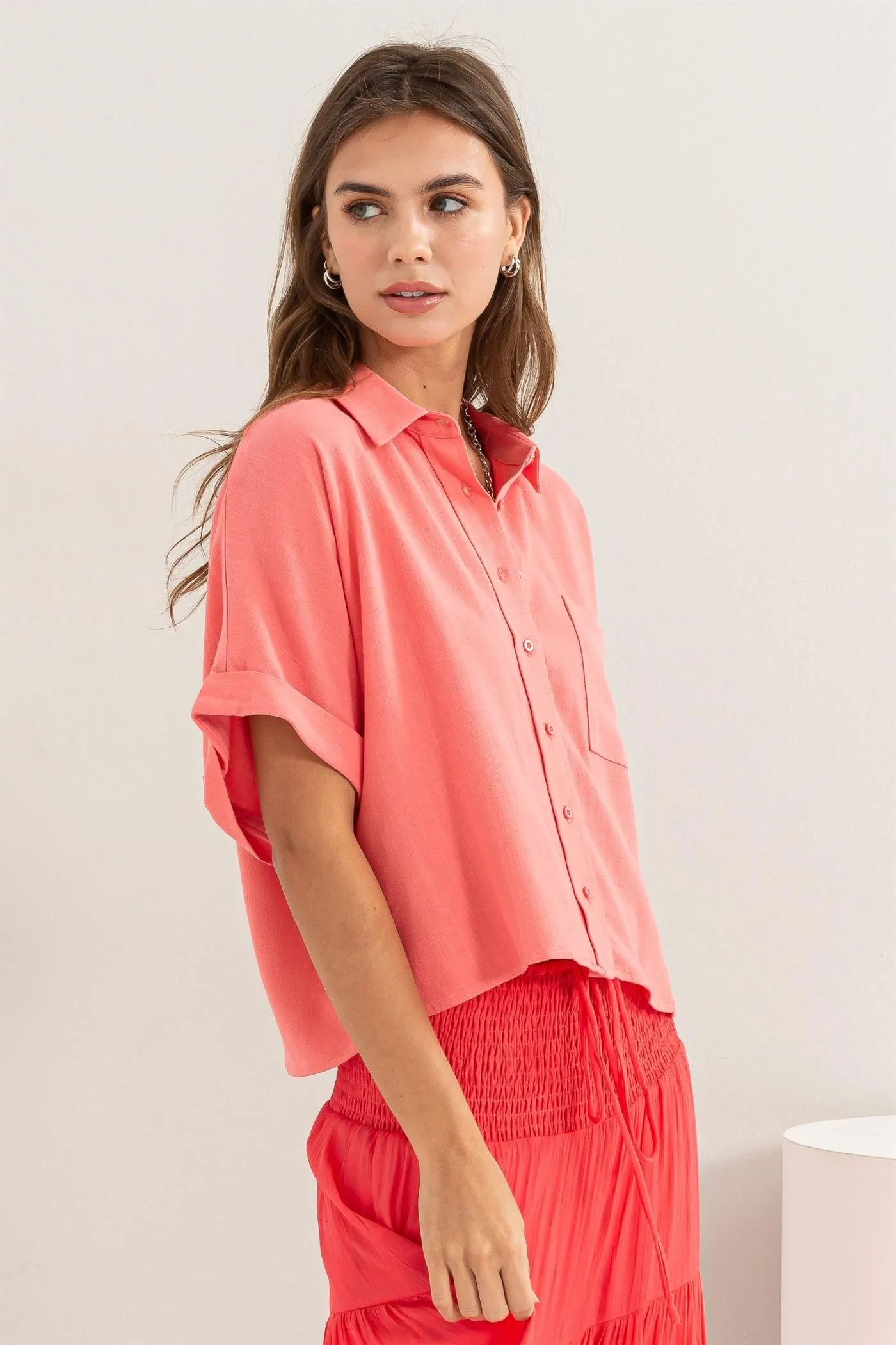 DROP SHOULDER SHORT SLEEVE SHIRT