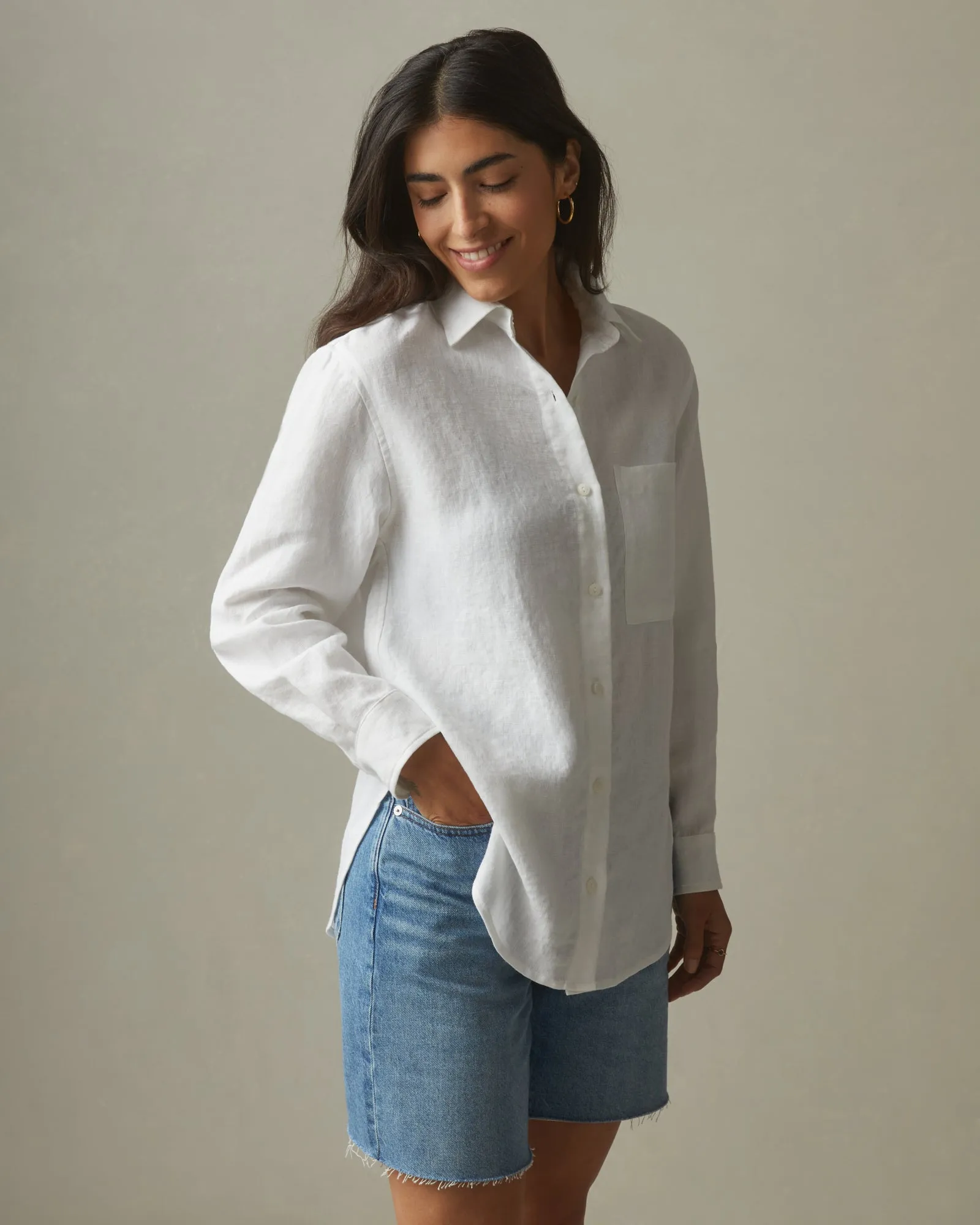 Easy Linen Long Sleeve Shirt - White