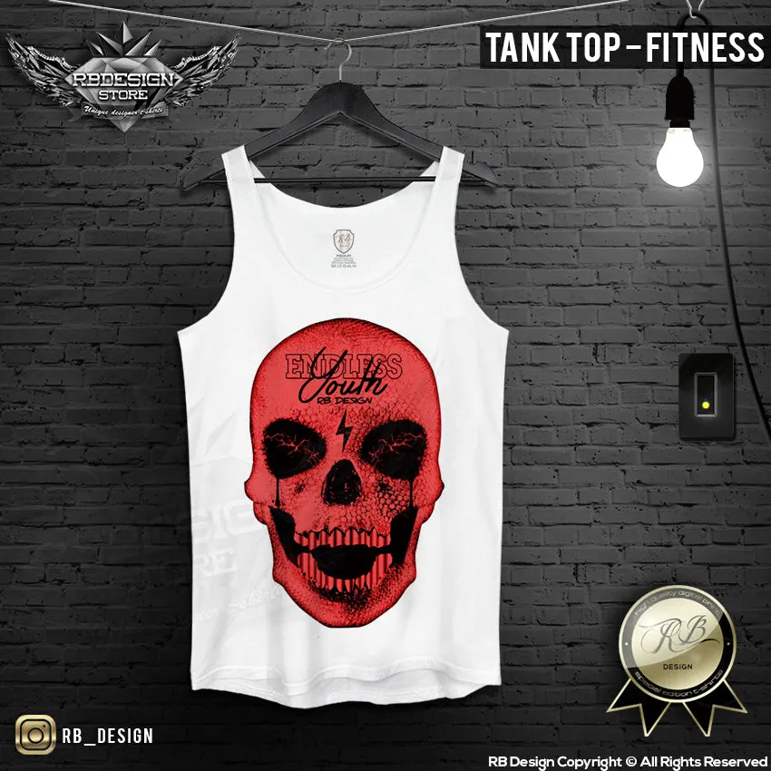 Endless Youth Men's RED Diamond Skull T-shirt RB Design Tank Top MD495 R