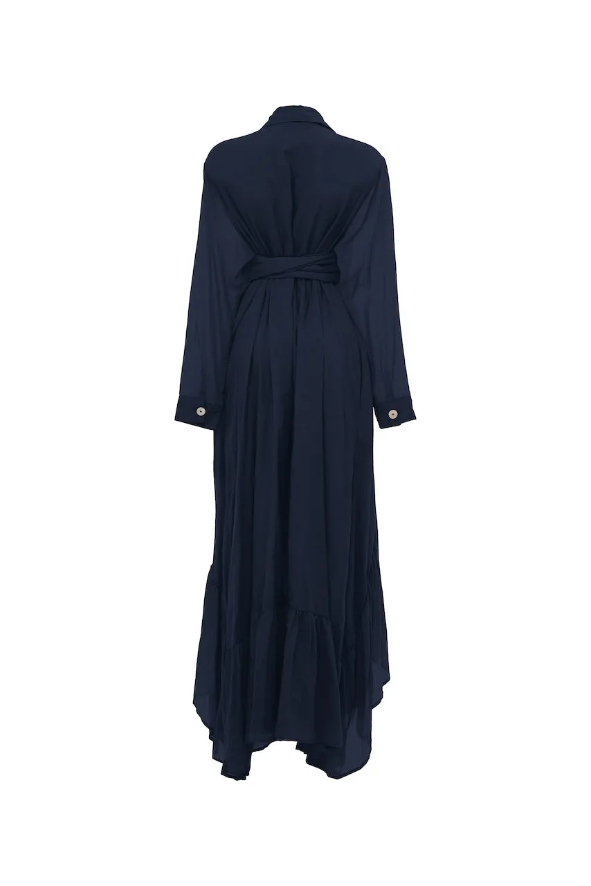 Erika Pena Eva Shirt Dress in Navy